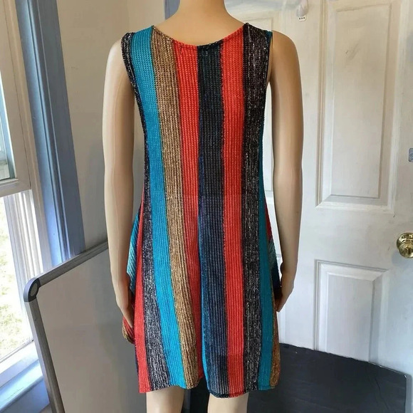 Rima Colorful Summer Flowy Mini Sleeveless V-neck Swing Dress Sz L-XL Largenlook - Picture 6 of 9